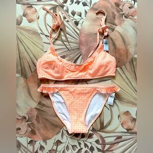 NWT Neon Orange Gingham Aerie Bikini